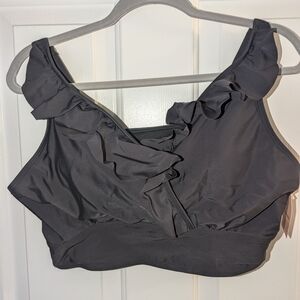 BloomChic Ruffled black Bathing Suit Top 14-16